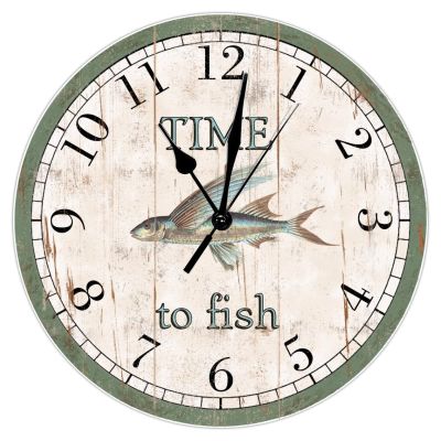 LetusZhogo TIME to Fish Clock, Flying Fish Wood Wall Clock,Fishing Gifts for Dad,Gifts for Fishermen,Novelty Wall Clock,Decor,Gone Fishing,Father's Day,Fishing Clock, Gift for Him