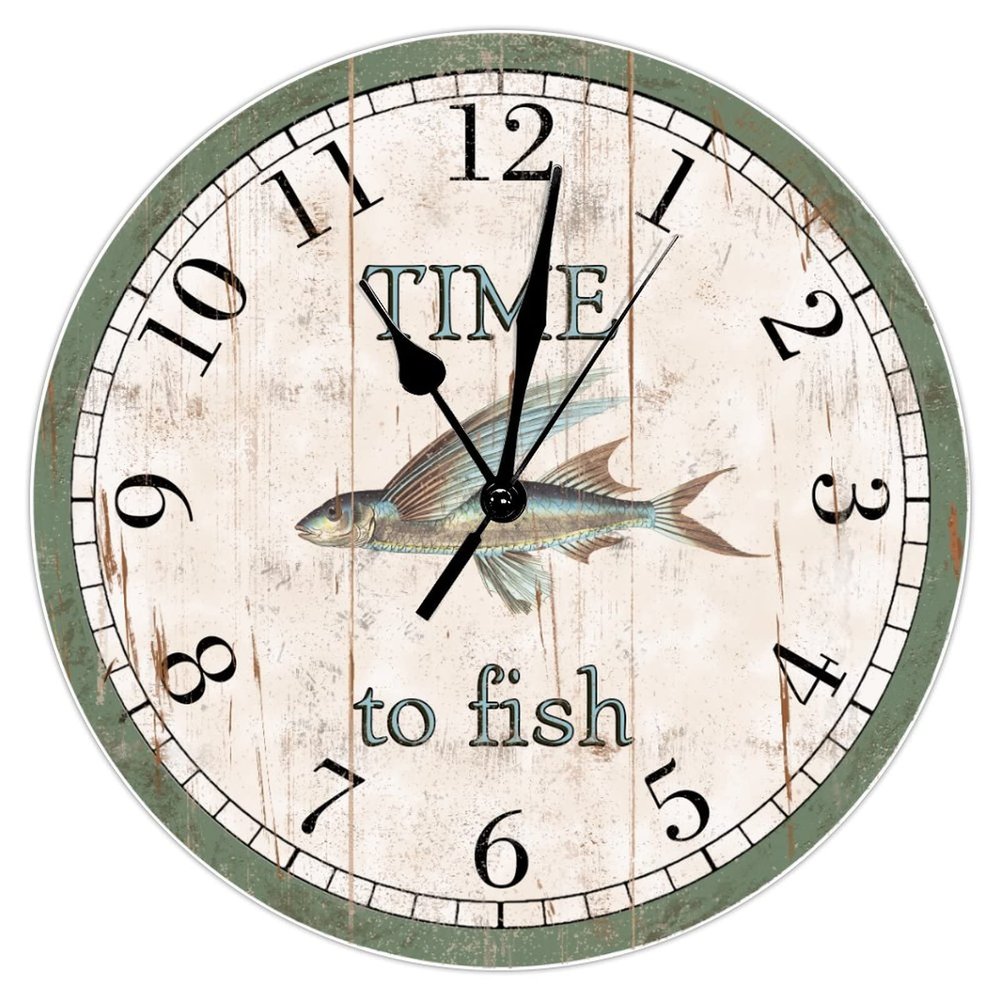 LetusZhogo TIME to Fish Clock, Flying Fish Wood Wall Clock,Fishing Gifts for Dad,Gifts for Fishermen,Novelty Wall Clock,Decor,Gone Fishing,Father's Day,Fishing Clock, Gift for Him