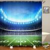 Jayden Madge 4PCS Sports Shower Curtain Set, American Football Stadium Arena 50 Yard Line Championship Sports Bathroom Decor for Men Teenage Boys, Fabric Shower Curtain, Non-slip Bath Mat, Green Field view 3
