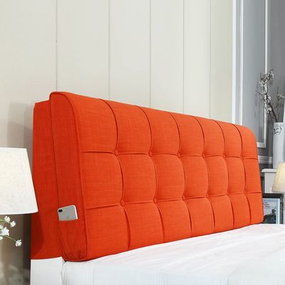 ZZYK Headboard Upholstered King Bed Back BedHead Cushion Large Backrest Solid Color Button Soft Case Home Bedroom Waist Pad Bed Soft Pillow Bed Cushion,Orange,47.2"/120cm(Full)