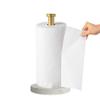 Paper Towel Holder Countertop, Standing Paper Towel Roll Holder for Kitchen Bathroom, with Weighted Marble Base for One-Handed Operation (Gold), Gold Paper Towel Holder, Marble view 3