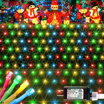 HEYFUNi Net Mesh String Lights, 360LED Multicolor Light Bulbs, 8 Lighting Modes, for Indoor Outdoor, Curtain, Christmas Tree, Bush, Party, Wedding, Fairy, Wall Decor (13 ft x 5 ft,Multicolor)