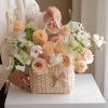 Mokylor 2 pcs Wicker Rattan Flower Basket with Pearl Hand, Wedding Flower Girl Baskets with Lace and Bow not Hand Woven Basket for Wedding Home Garden Decor view 4