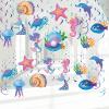 52 Pcs Mermaid Hanging Swirl Ceiling Streamers Decorations for Birthday, Ocean Theme, Under The Sea, Jellyfish Party, Baby Shower Supplies view 1