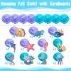 52 Pcs Mermaid Hanging Swirl Ceiling Streamers Decorations for Birthday, Ocean Theme, Under The Sea, Jellyfish Party, Baby Shower Supplies view 2