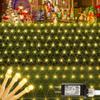 HEYFUNi Net Mesh Waterproof String Lights,360LED 13ft x 5ft Christmas Net Lights, 8 Modes,Connectable for Indoor Outdoor, Curtain,Garden,Christmas Tree, Bush, Party, Holiday, Wall Decor (Warm White) view 1