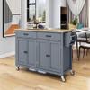 Goujxcy Kitchen Island Cart on Wheels, Rolling Mobile Kitchen Trolley Cart with Storage Cabinet, Drawers, Towel Rack, Solid Wood Countertop, Lockable Casters, Adjustable Shelves view 2