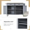 Goujxcy Kitchen Island Cart on Wheels, Rolling Mobile Kitchen Trolley Cart with Storage Cabinet, Drawers, Towel Rack, Solid Wood Countertop, Lockable Casters, Adjustable Shelves view 3