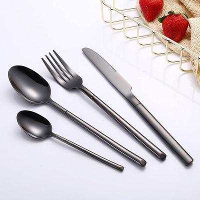 Black Silverware Set 24 Pieces Stainless Steel Flatware Cutlery Tableware Set Service for 6, Eating Tableware for Home Kitchen Hotel Restaurant Include Fork Knife Spoon,Mirror Polished