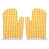 2Pcs Oven Mitts for Play Kitchen, Anti- Scald Gloves Microwave Oven Gloves Kitchen Mitts for Safe Baking Cooking (Yellow Checkered) view 1