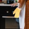2Pcs Oven Mitts for Play Kitchen, Anti- Scald Gloves Microwave Oven Gloves Kitchen Mitts for Safe Baking Cooking (Yellow Checkered) view 2
