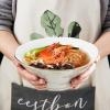 1000ML Pasta Bowls Porcelain Salad Dessert Bowls With Gold Rims Cereal Soup Ramen Rice Noodle Bowls Stackable Kitchen Tableware For Housewarming Party - 8 Inch (Size : 1000ML) view 3