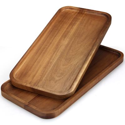 16" x 8" Large Wooden Serving Tray for Decor Party Charcuterie Boards Rectangular Acacia Wood Dessert Platters Rectangle Cake Dessert Plates Food Cheese Platter Board Snack Kitchen Dishes Tray