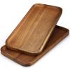 16" x 8" Large Wooden Serving Tray for Decor Party Charcuterie Boards Rectangular Acacia Wood Dessert Platters Rectangle Cake Dessert Plates Food Cheese Platter Board Snack Kitchen Dishes Tray view 1