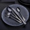 Black Silverware Set for 6, Stainless Steel Flatware Set 30-Piece Tableware Cutlery Set, Modern Design Tableware Utensils Set for Home Kitchen Hotel Restaurant - Starry Matte view 1