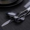 Black Silverware Set for 6, Stainless Steel Flatware Set 30-Piece Tableware Cutlery Set, Modern Design Tableware Utensils Set for Home Kitchen Hotel Restaurant - Starry Matte view 2