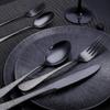 Black Silverware Set for 6, Stainless Steel Flatware Set 30-Piece Tableware Cutlery Set, Modern Design Tableware Utensils Set for Home Kitchen Hotel Restaurant - Starry Matte view 3
