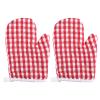 2Pcs Oven Mitts for Play Kitchen, Anti- Scald Gloves Microwave Oven Gloves Kitchen Mitts for Safe Baking Cooking (Red Checkered) view 1