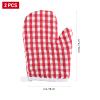 2Pcs Oven Mitts for Play Kitchen, Anti- Scald Gloves Microwave Oven Gloves Kitchen Mitts for Safe Baking Cooking (Red Checkered) view 3