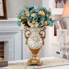 Elegant Large Flower Vases Table Centerpiece for Kitchen Dining Living Room Home Decor, European RetroTall Big Resin Flowers Chinese Vases for Bedroom Decorations, White 5.35in 8.66in view 2