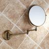 166 Wall Mounted Antique Full Copper Vanity Mirror, 8 Inch Double Sided 360Degree Swivel Extendable Bathroom Mirror,Telescopic Folding Bathroom Toilet Bedroom Makeup Mirror view 1