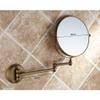 166 Wall Mounted Antique Full Copper Vanity Mirror, 8 Inch Double Sided 360Degree Swivel Extendable Bathroom Mirror,Telescopic Folding Bathroom Toilet Bedroom Makeup Mirror view 2