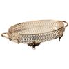 Handmade Fancy Serving Tray, Decorative Perfume Trays with Handles, Metal Vanity Tray for Dresser and Bathroom, Oval Mirror Gold Tray (Medium, Gold) view 1