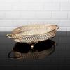 Handmade Fancy Serving Tray, Decorative Perfume Trays with Handles, Metal Vanity Tray for Dresser and Bathroom, Oval Mirror Gold Tray (Medium, Gold) view 2