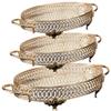 Handmade Fancy Serving Tray, Decorative Perfume Trays with Handles, Metal Vanity Tray for Dresser and Bathroom, Oval Mirror Gold Tray (Medium, Gold) view 4