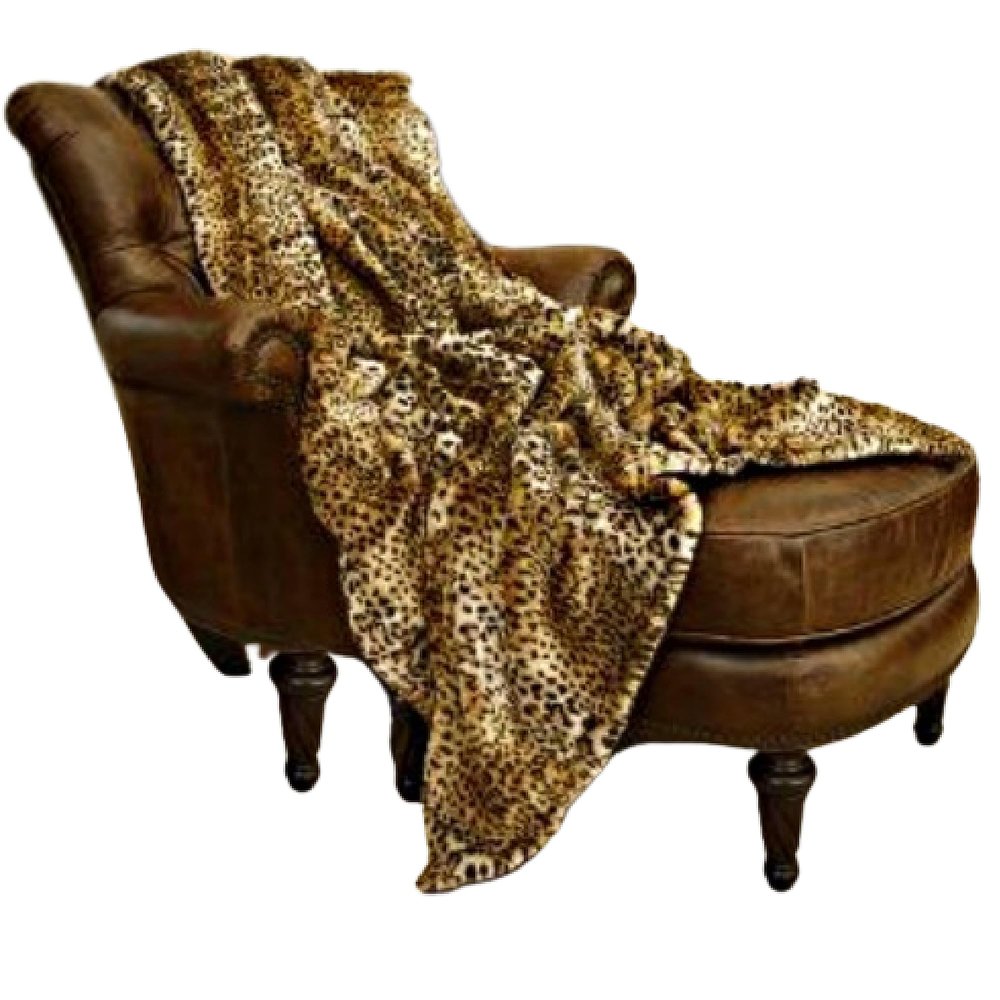 Brown Spotted Leopard, Throw Blanket, Animal Friendly Shag Faux Fur, All Sizes, Minky Fur Lining, Handmade to Order, Made in America (96"x120")