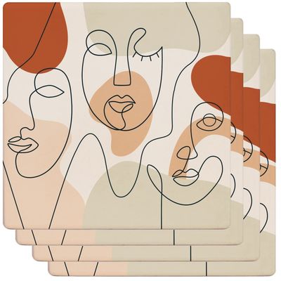 Monarque Ceramic Drink Coasters, Set of Four (Sister Faces)