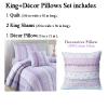 Cozy Line Home Fashions Shabby Chic Romantic Lace Purple Blue Floral Cotton Bedding Quilt Set, Reversible Coverlet, Bedspread (Lavender, King-4 Piece: 1 Quilt+2 King Shams+1 Decor Pillow) view 2