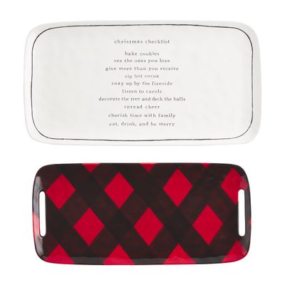 Mud Pie Nested Buffalo Check Christmas Tray Set