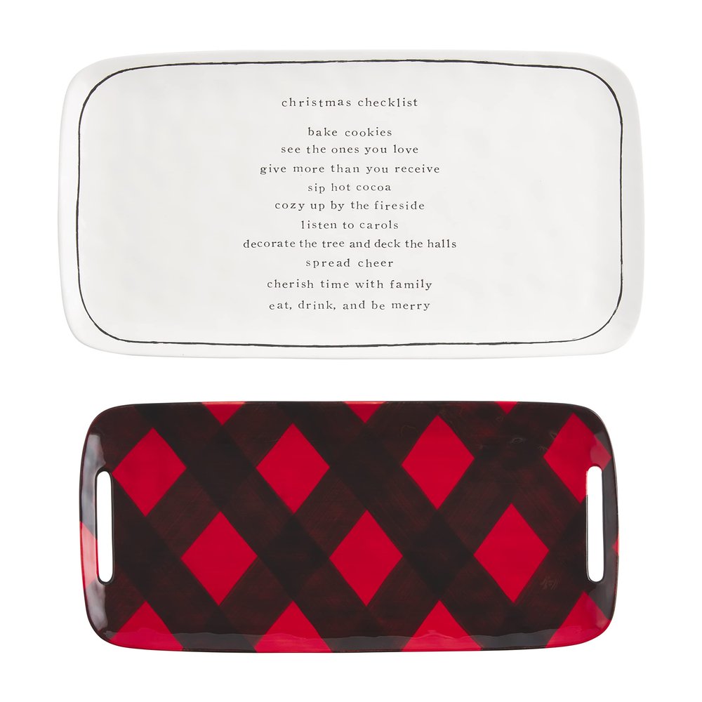 Mud Pie Nested Buffalo Check Christmas Tray Set