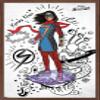 Trends International Marvel Ms. Marvel - Doodles Wall Poster, 34L x 22.4W, Mahogany Framed Version view 1