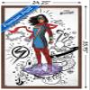 Trends International Marvel Ms. Marvel - Doodles Wall Poster, 34L x 22.4W, Mahogany Framed Version view 3