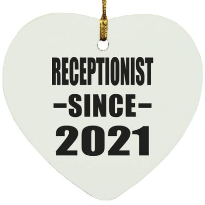Designsify Christmas Tree Decoration, Receptionist Since 2021, Heart Ornament, Gifts for Birthday Anniversary Valentines Mom Mothers Fathers Day Party, to Men Women Him Her Friend Mom Dad Wife