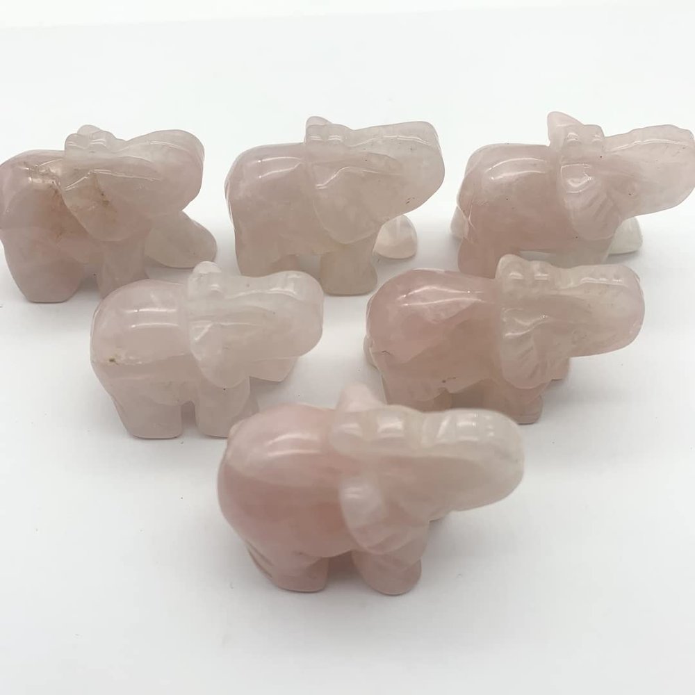 WGPHDW Meditation Home Decor, 1PC Natural Rose Pink Crystal Carved Elephant Quartz Crystal Animal Healing Gemstone Home Decoration Crystal Gift Gifts,Natural Crystal