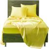 AMAY 4 Pc Sheet Set 500 Thread Count Pure Silk Grand King Size, Fits Mattress Upto 13-15'' Deep Pocket, Yellow Solid view 1