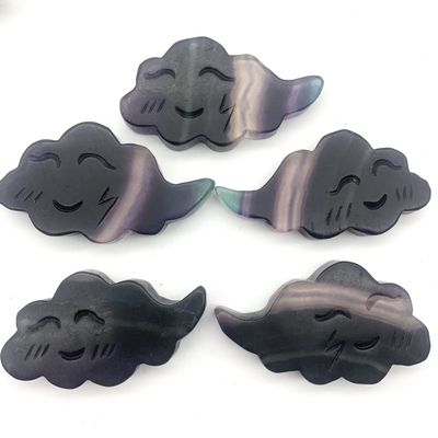 WGPHDW Meditation Home Decor, Natural Fluorite Smile Rainbow Cloud Quartz Carved Stone Hand Carved Polished Gifts Reiki Healing Home Decor Crystals Gifts,Natural Crystal