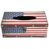 Zerodeko Office Decor American Flag Tissue Box Cover Wooden Patriotic Napkin Holder Paper Dispenser Tissue Box Holder Container for Home Bedroom Home Decor view 1
