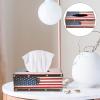 Zerodeko Office Decor American Flag Tissue Box Cover Wooden Patriotic Napkin Holder Paper Dispenser Tissue Box Holder Container for Home Bedroom Home Decor view 2
