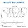 Blingstar Star Curtain Lights - 138 LED 12 Star Lights, 8.2ft Extendable, 8 Modes, Remote, Cool White view 2
