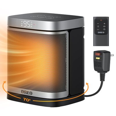 DREO Space Heater for Bathroom and Indoor, Portable Heater, 1500W Safe and Quiet PTC Ceramic Heater, 41-95F Digital Thermostat, 70Oscillating, Remote, ALCI Safety Plug, 12h Timer, 5 Modes