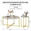 Lamerge Coffee Table Set of 3,Modern Faux Marble Top with Golden Frame,1 Coffee Table & 2 Accent Table, Living Room Table Set, for Apartment,Office and So on,White & Gold (LCTR-W) view 2