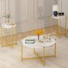 Lamerge Coffee Table Set of 3,Modern Faux Marble Top with Golden Frame,1 Coffee Table & 2 Accent Table, Living Room Table Set, for Apartment,Office and So on,White & Gold (LCTR-W) view 3