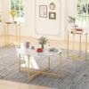 Lamerge Coffee Table Set of 3,Modern Faux Marble Top with Golden Frame,1 Coffee Table & 2 Accent Table, Living Room Table Set, for Apartment,Office and So on,White & Gold (LCTR-W) view 4