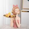 Girl Storage Tray Ornament Girl Figurine Girl Sculpture Storage Containers Tray for Living Room Table Home Decoration - Pink view 2