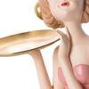 Girl Storage Tray Ornament Girl Figurine Girl Sculpture Storage Containers Tray for Living Room Table Home Decoration - Pink view 3