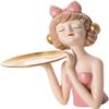 Girl Storage Tray Ornament Girl Figurine Girl Sculpture Storage Containers Tray for Living Room Table Home Decoration - Pink view 4